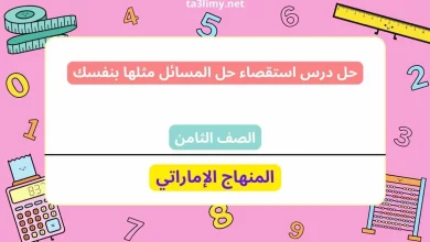 حل درس استقصاء حل المسائل مثلها بنفسك للصف الثامن الامارات